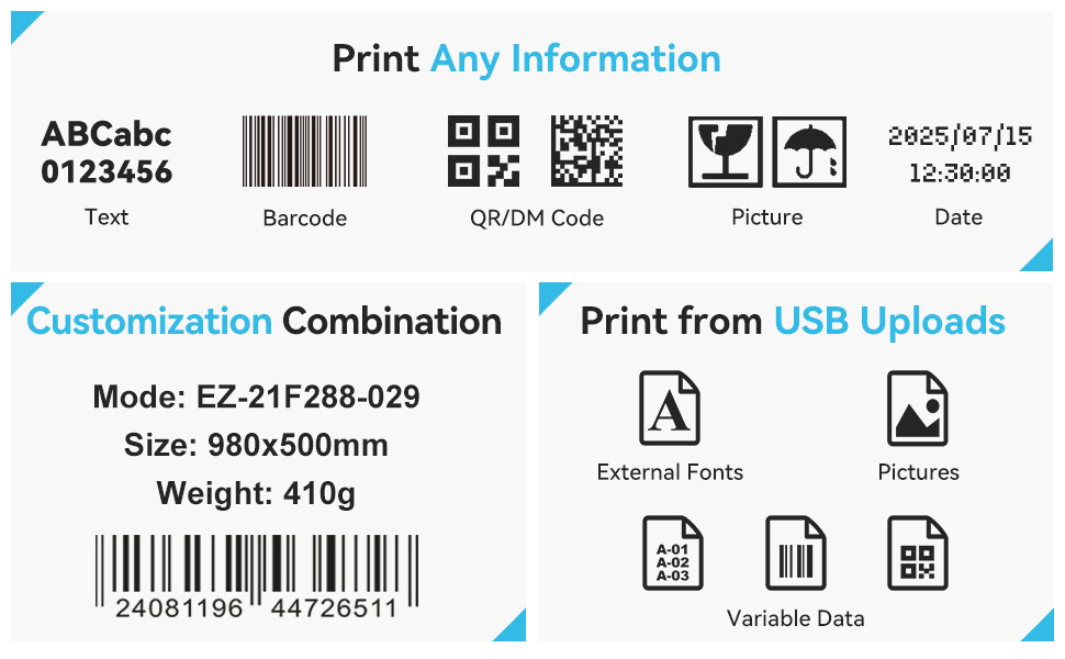 Printable contents of BENTSAI handheld printers